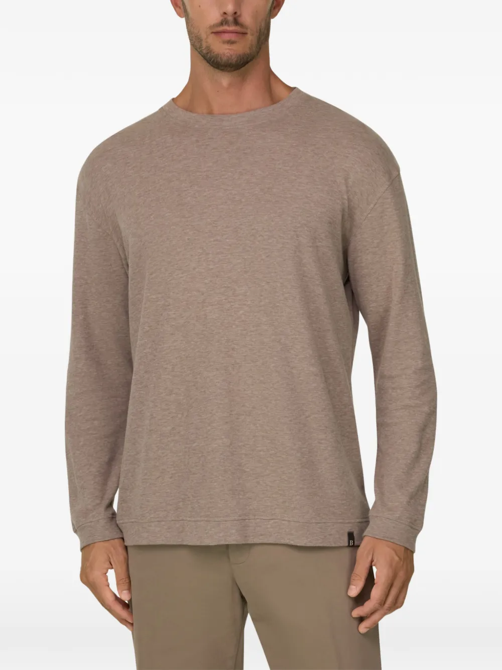 Boggi Milano T-shirt in cotton and cashmere mélange jersey Beige