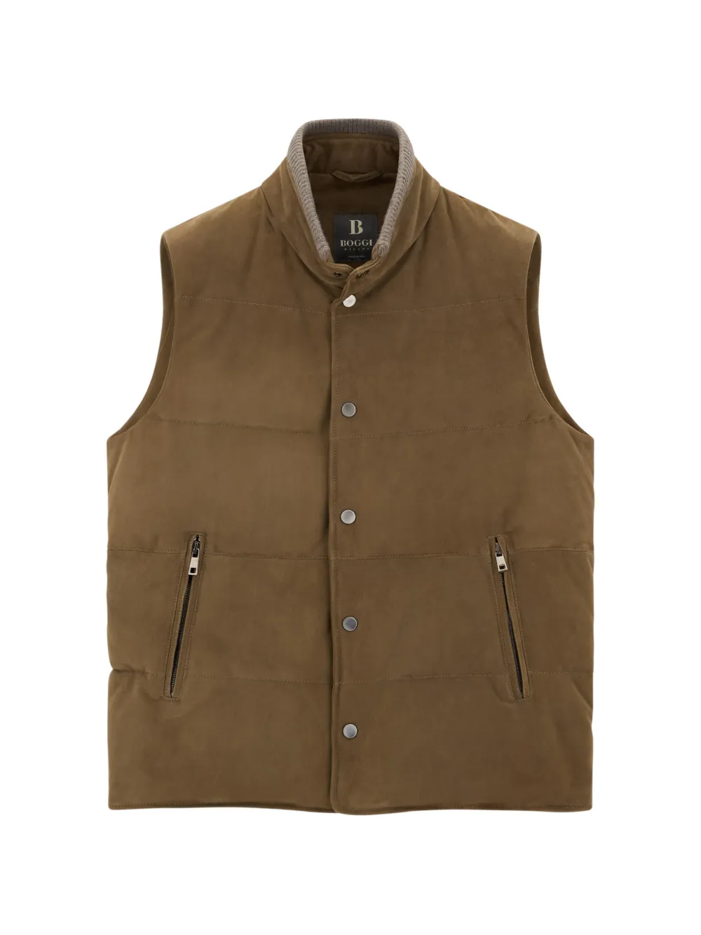 Boggi Milano gilet padded in goose-down genuine leather - Braun