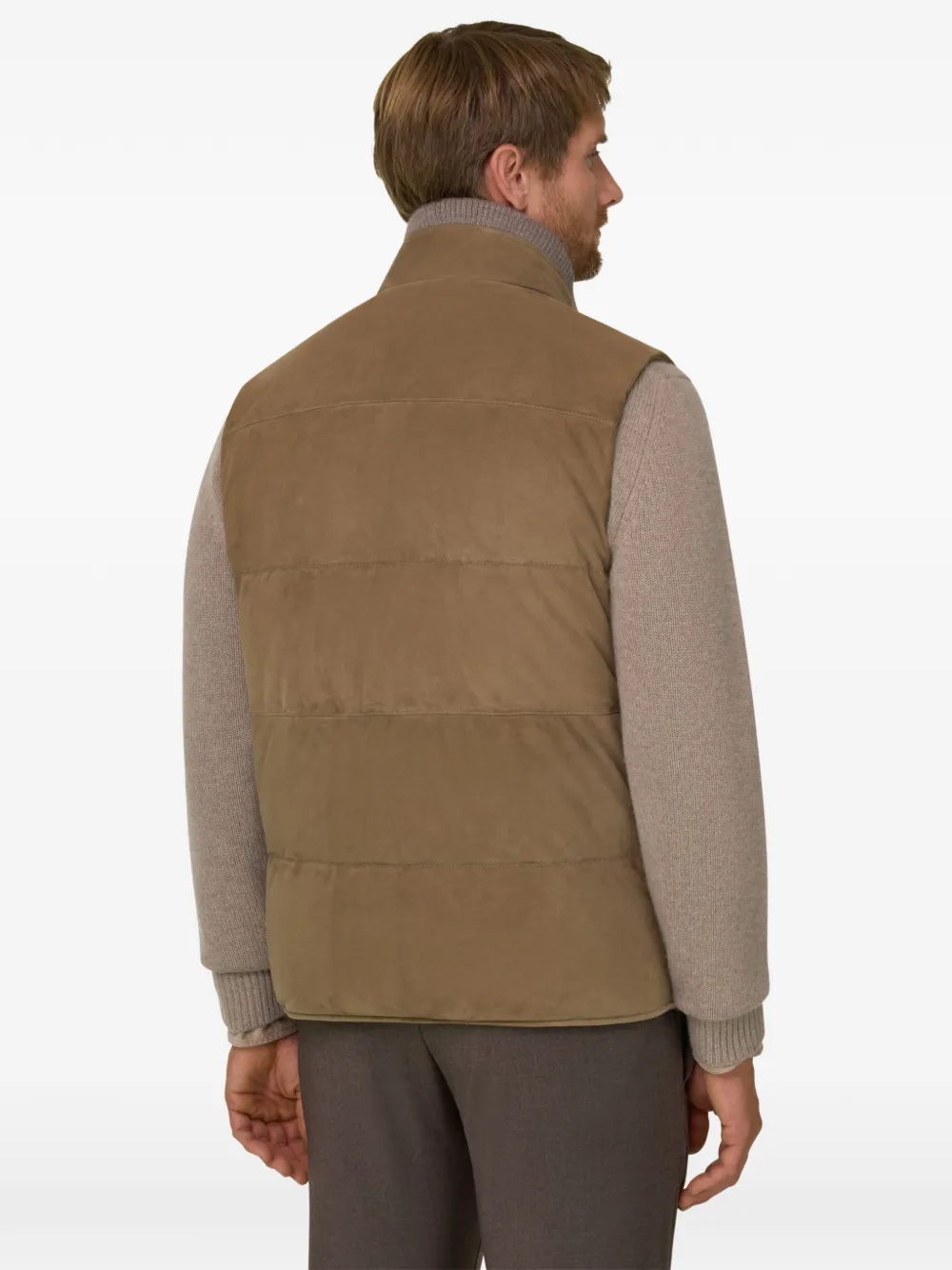 Boggi Milano gilet padded in goose-down genuine leather Bruin