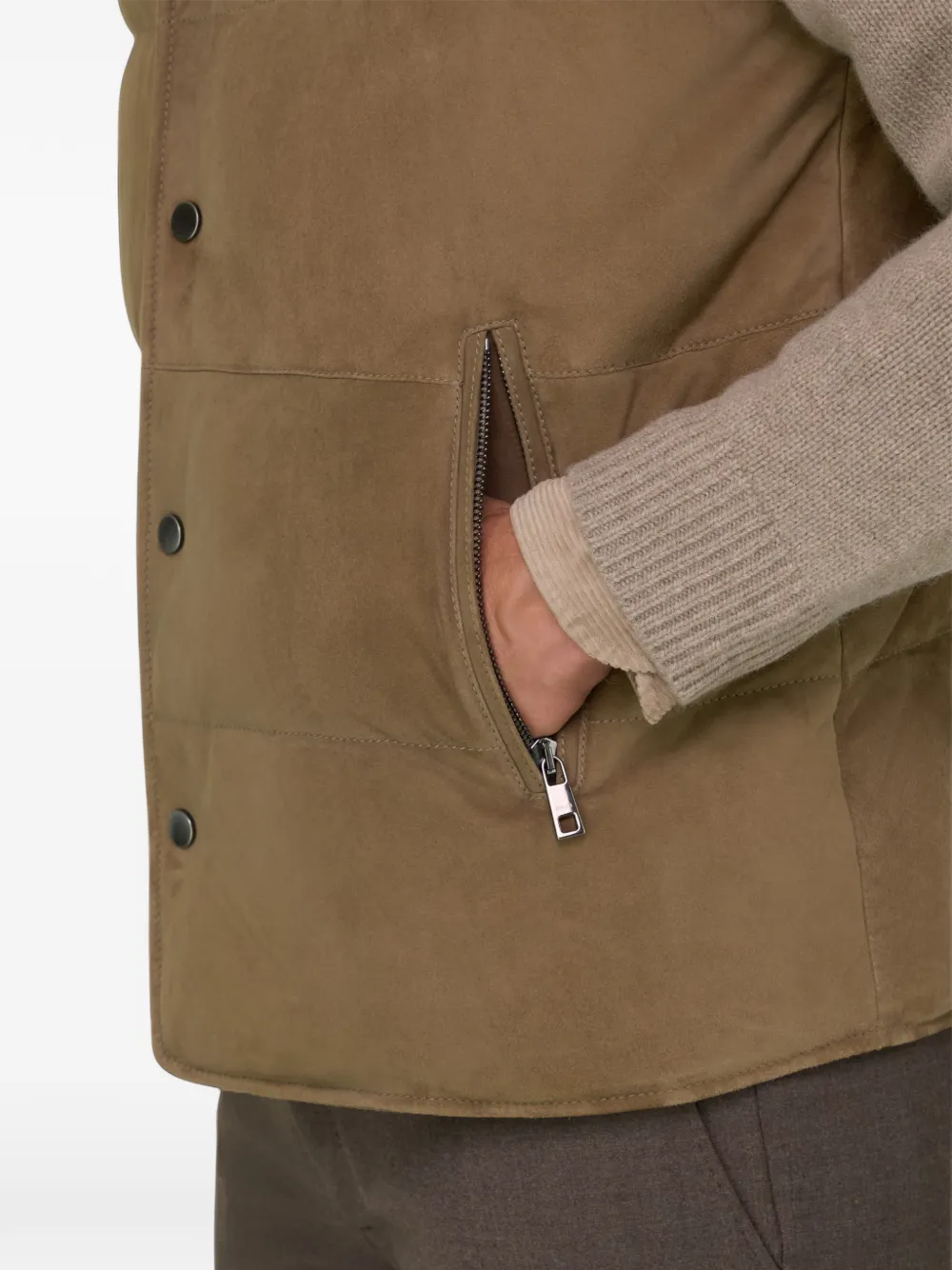 Boggi Milano gilet padded in goose-down genuine leather Bruin