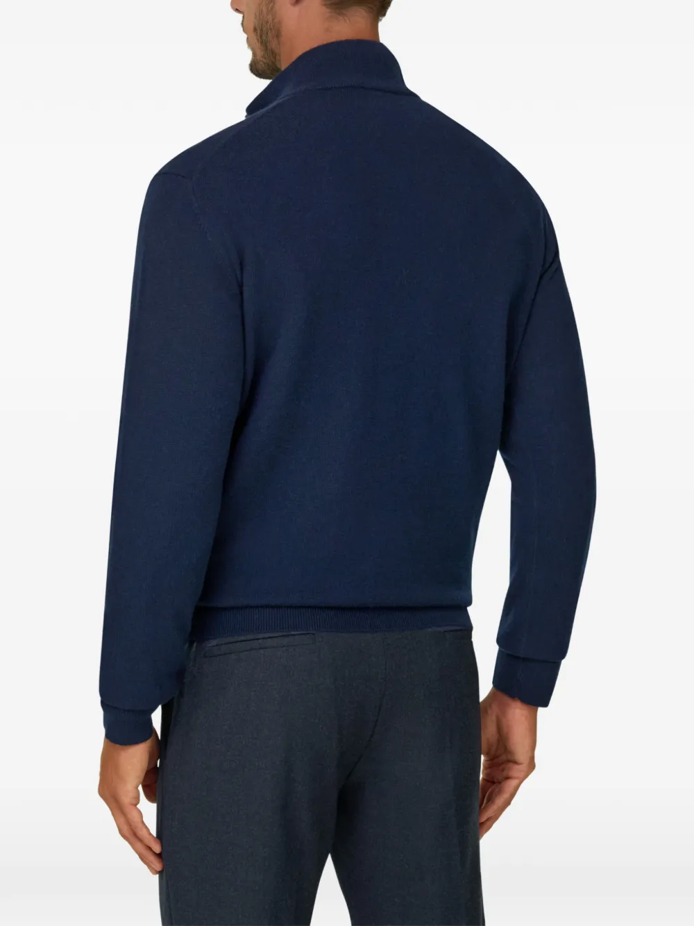 Boggi Milano quarter-zip jumper in cashmere Blauw