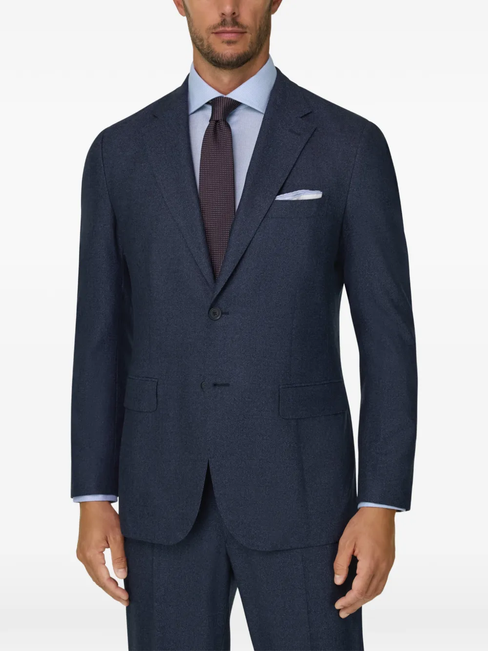 Boggi Milano suit herringbone in wool flannel Blauw