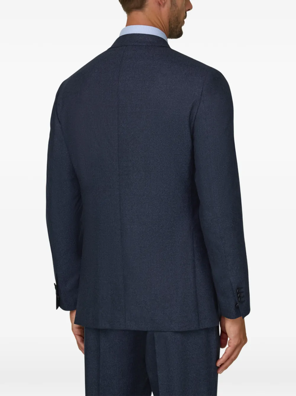 Boggi Milano suit herringbone in wool flannel Blauw