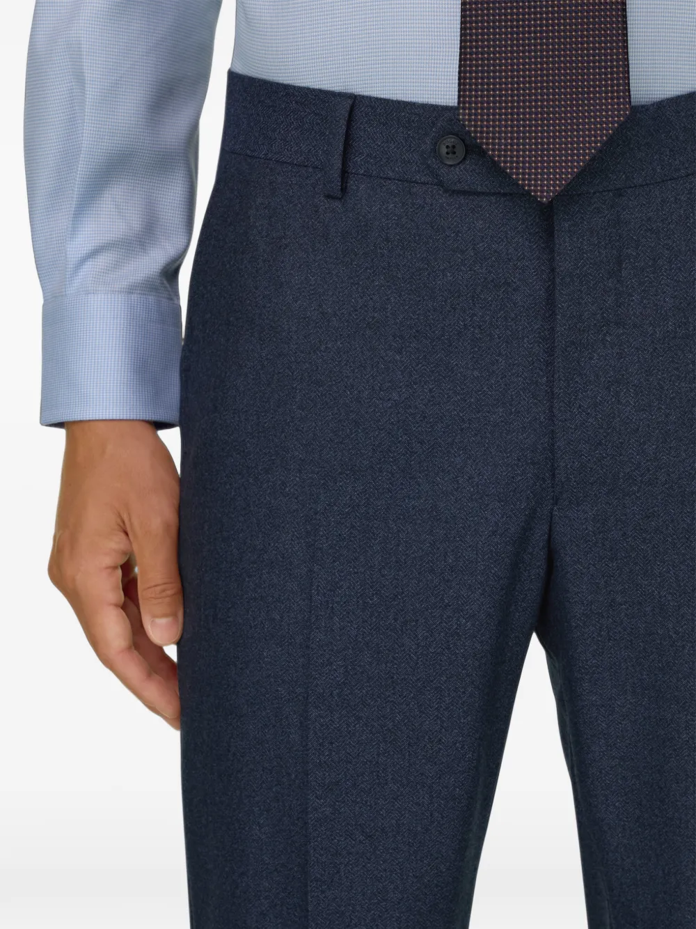 Boggi Milano suit herringbone in wool flannel Blauw