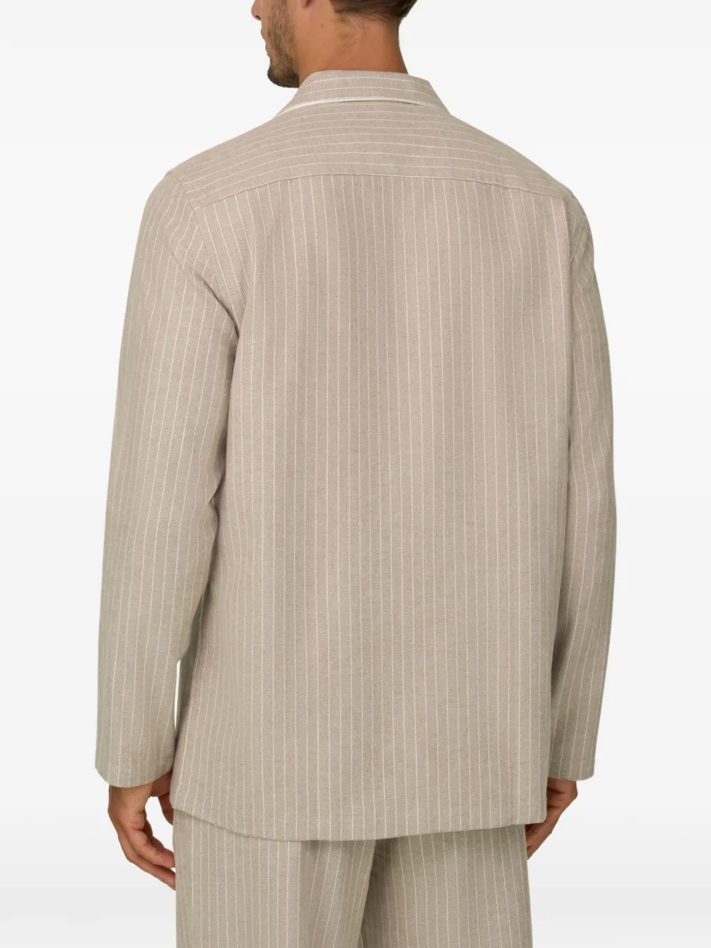 Boggi Milano pajamas pinstripe cotton flannel Beige