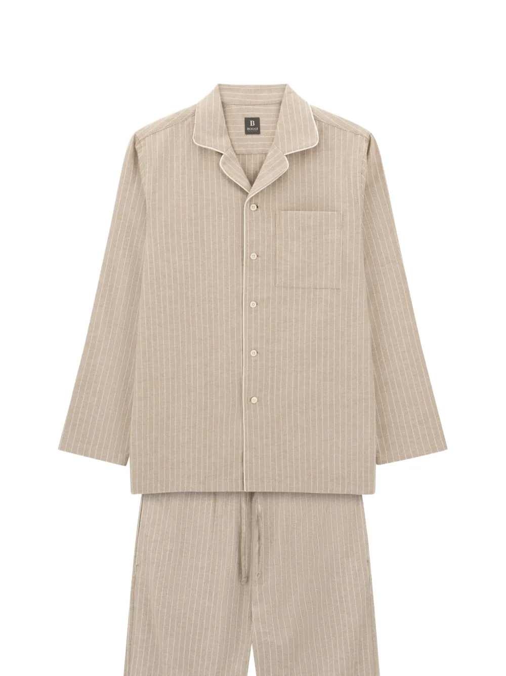 Boggi Milano pajamas pinstripe cotton flannel Beige