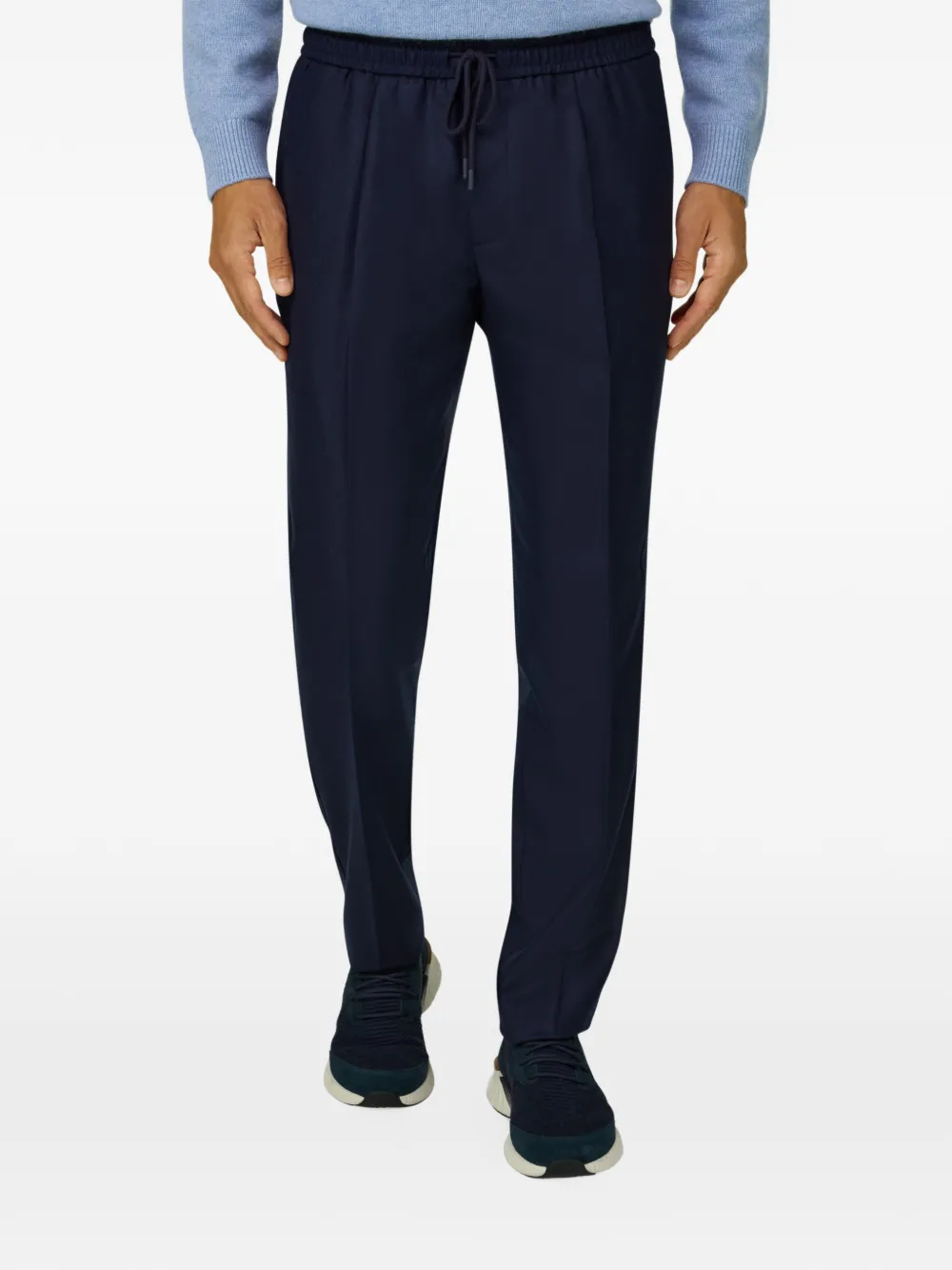 Boggi Milano City trousers in mélange wool flannel Blauw