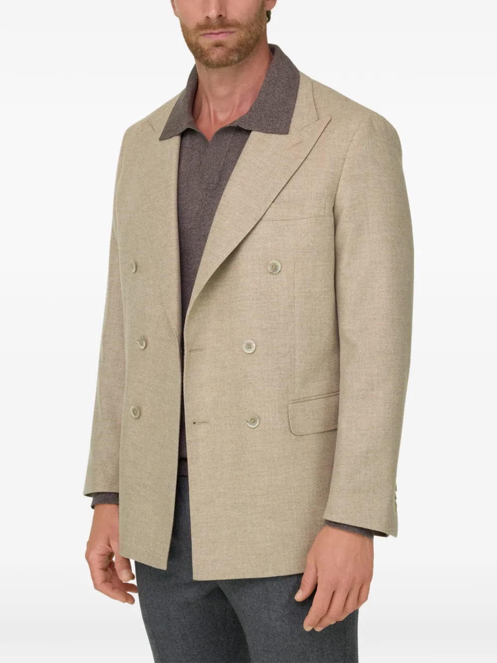 Boggi Milano blazer double-breasted in wool cashmere Beige