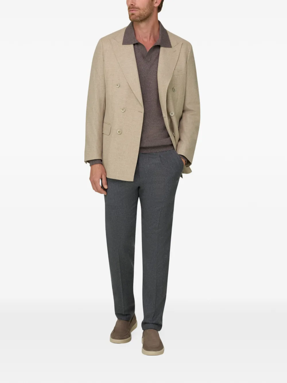 Boggi Milano blazer double-breasted in wool cashmere - Nude