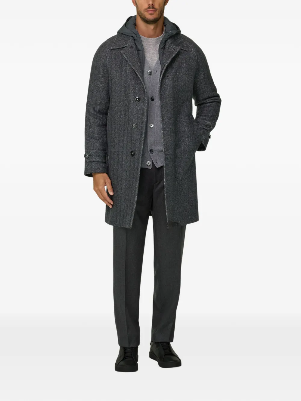 Boggi Milano single-breasted coat in wool blend Grijs