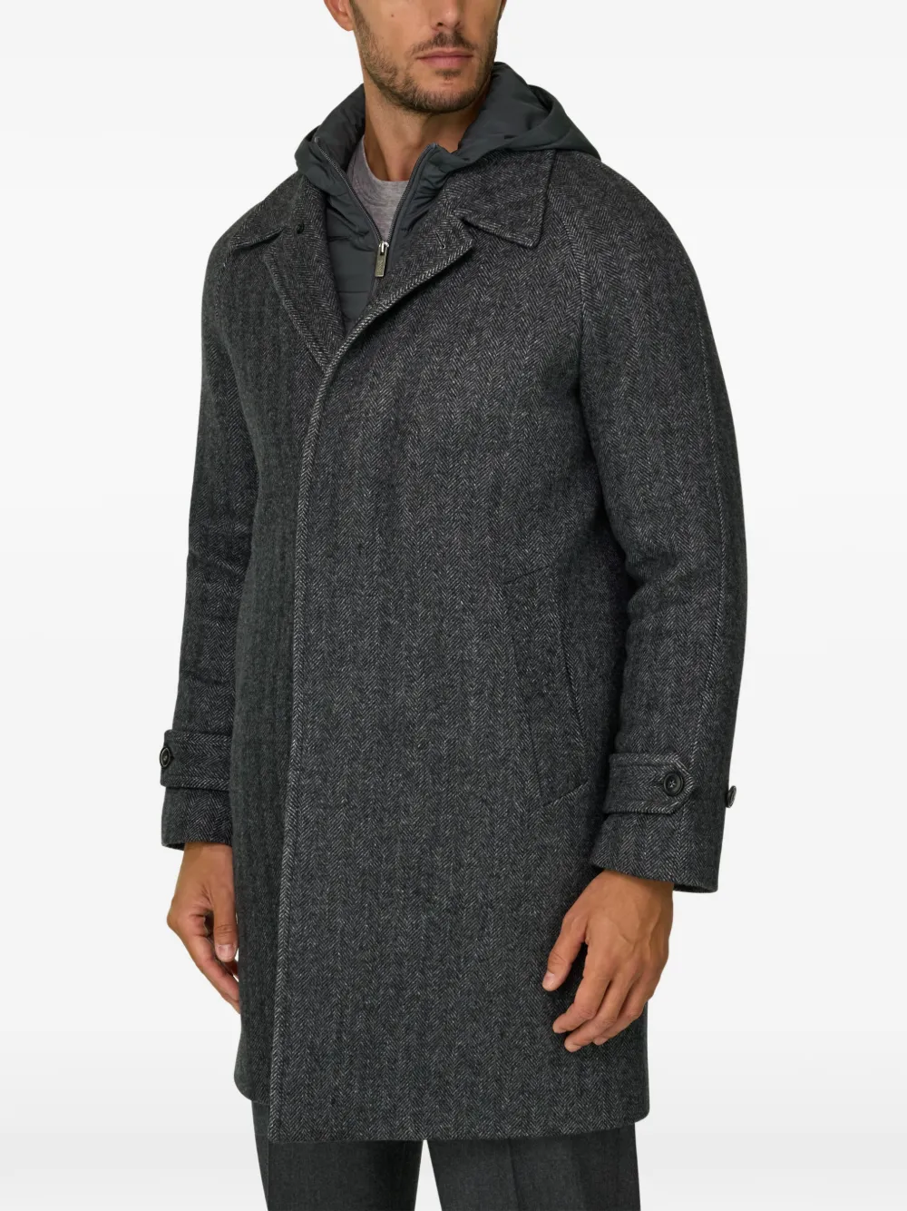 Boggi Milano single-breasted coat in wool blend Grijs