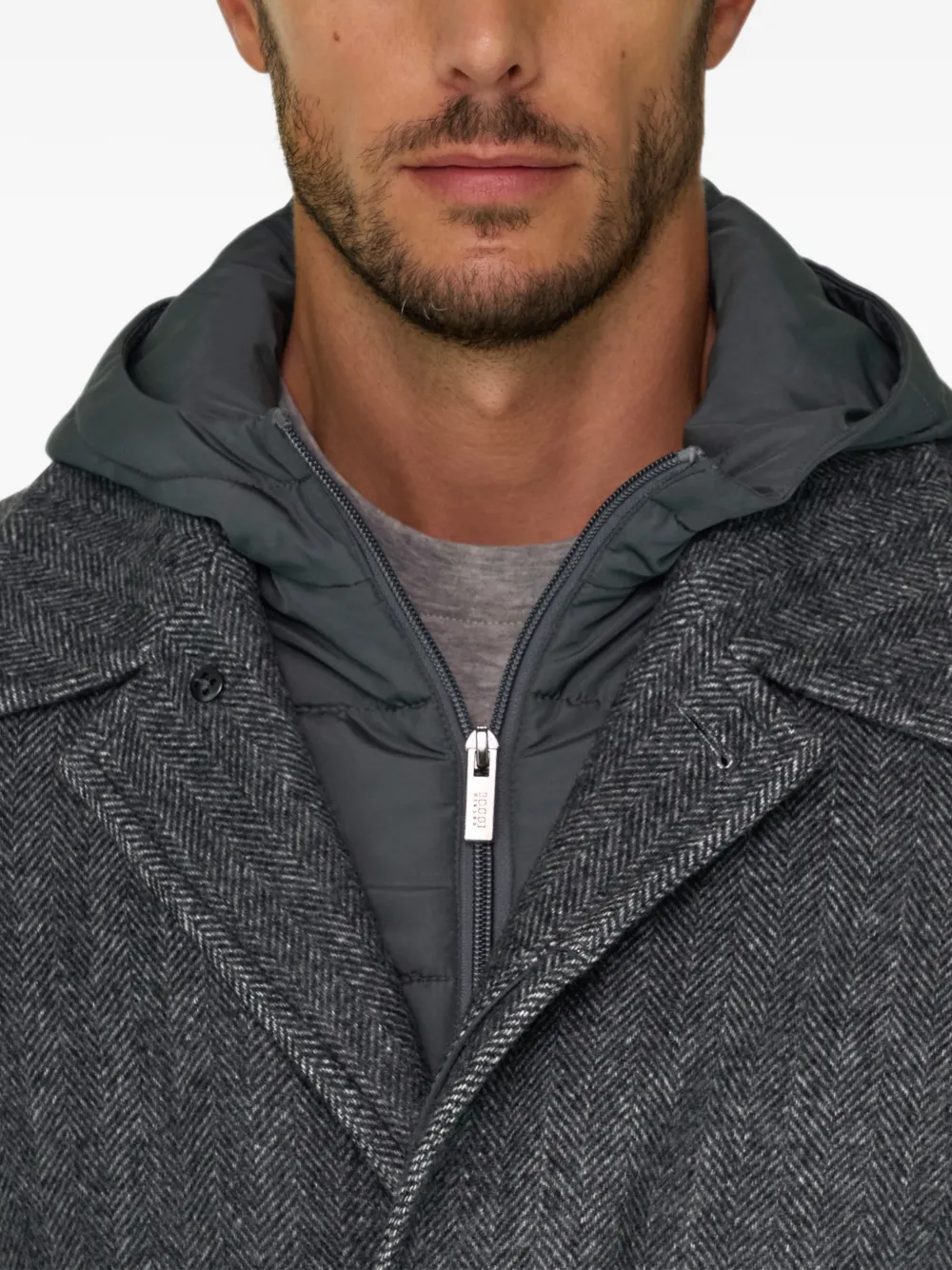 Boggi Milano single-breasted coat in wool blend Grijs