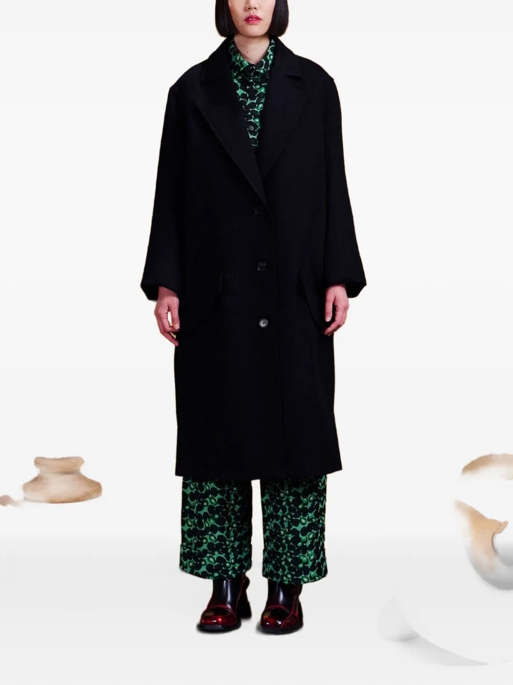 Henrik Vibskov 3D single-breasted coat Zwart