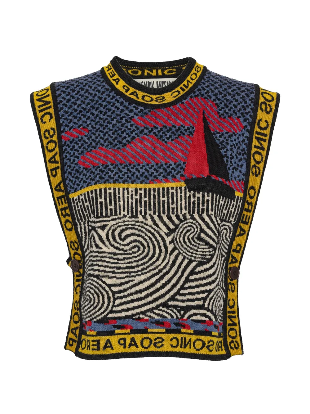 Henrik Vibskov Sail Stormy Sea spencer met grafisch breipatroon Blauw