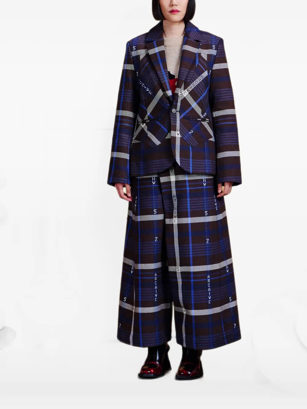 Henrik Vibskov Always Inside check-print blazer Bruin