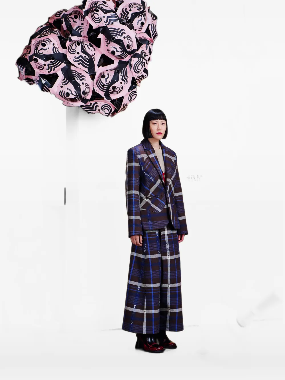 Henrik Vibskov Always Inside check-print blazer Bruin