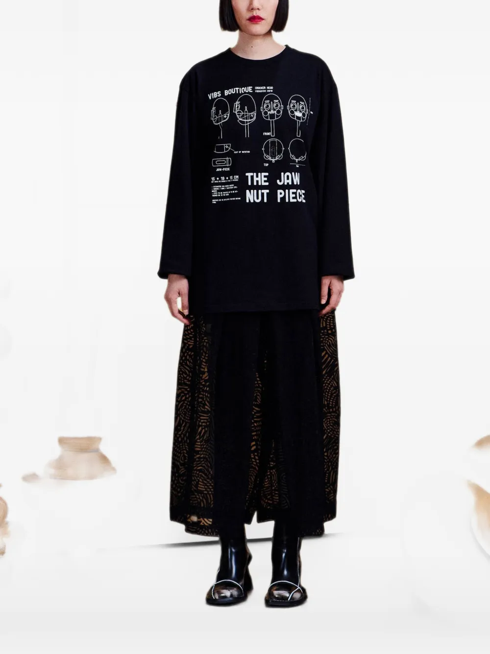 Henrik Vibskov graphic-print long-sleeve T-shirt Zwart