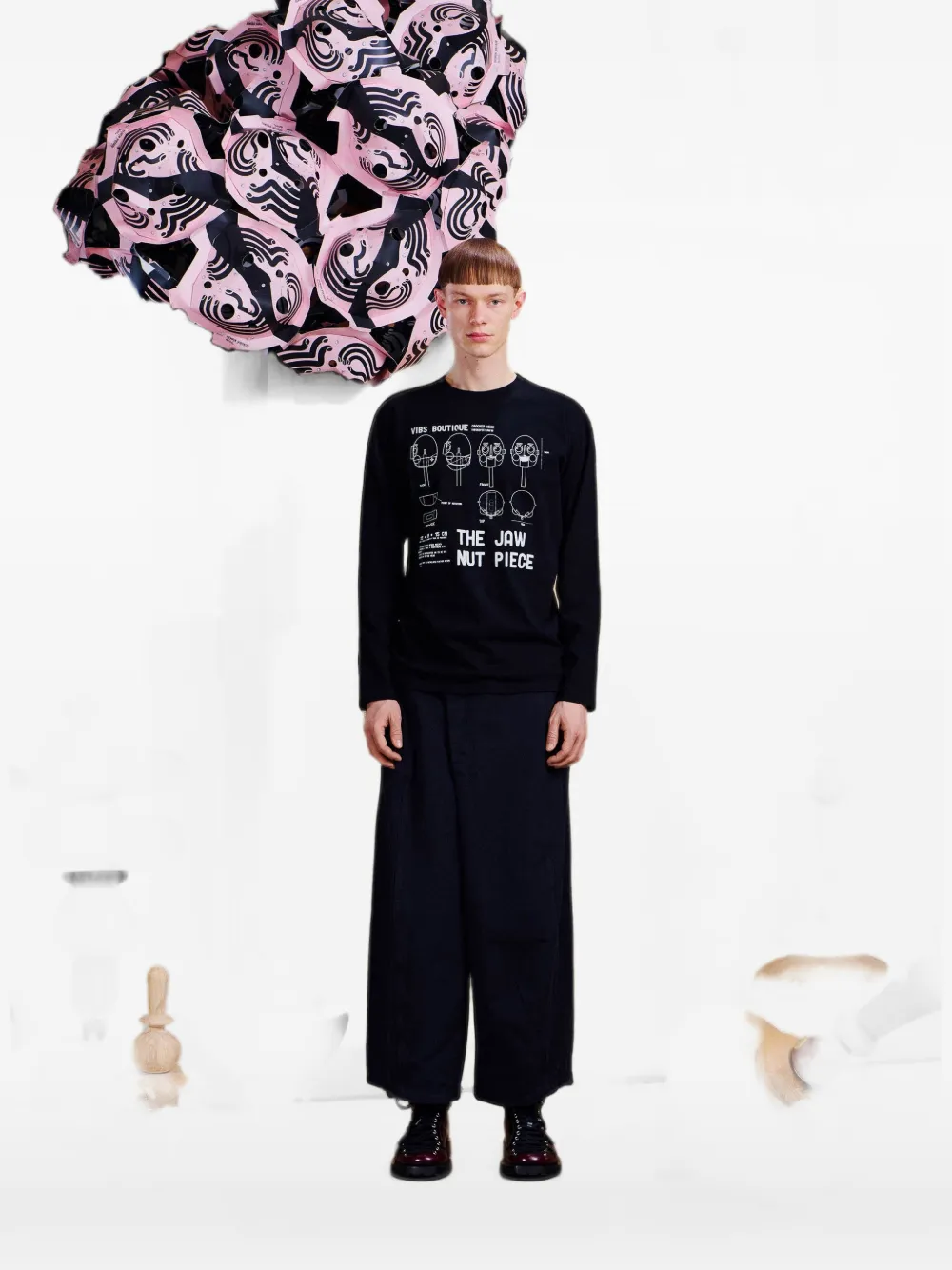 Henrik Vibskov graphic-print long-sleeve T-shirt Zwart