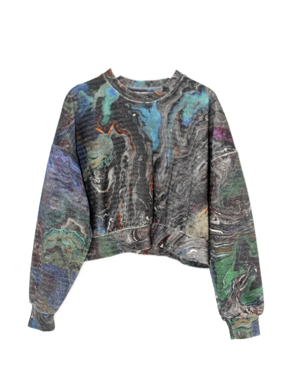 Anntian abstract-print cropped sweater - Noir