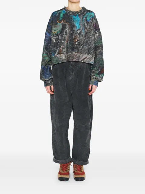 Anntian abstract-print cropped sweater