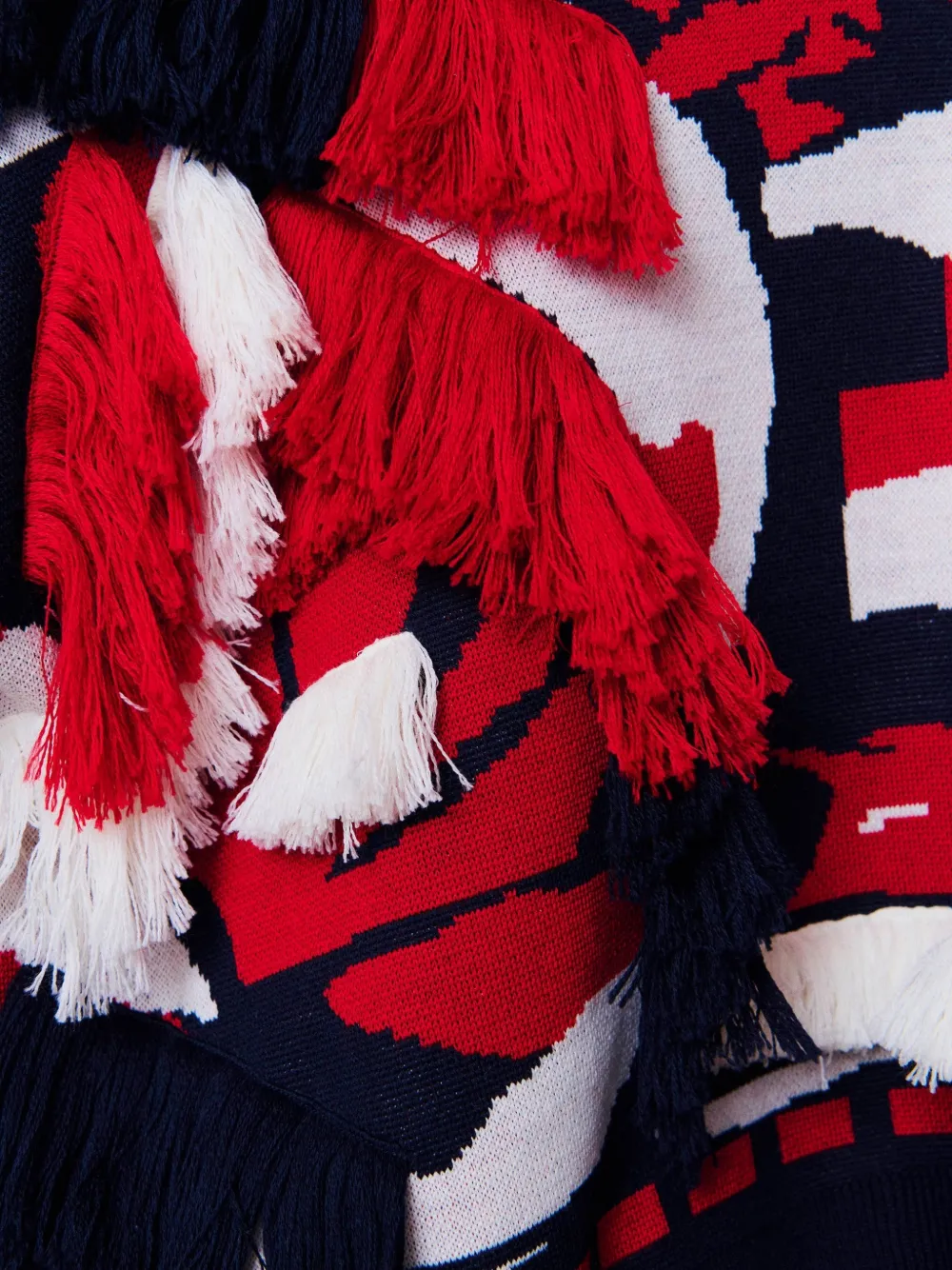 Henrik Vibskov Ham Onion fringe-detail jacquard-knit sweater Blauw
