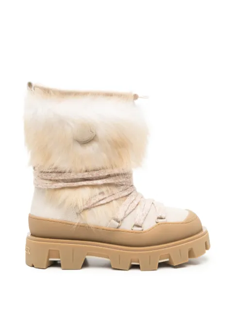 Moncler fur-trim lace-up boots