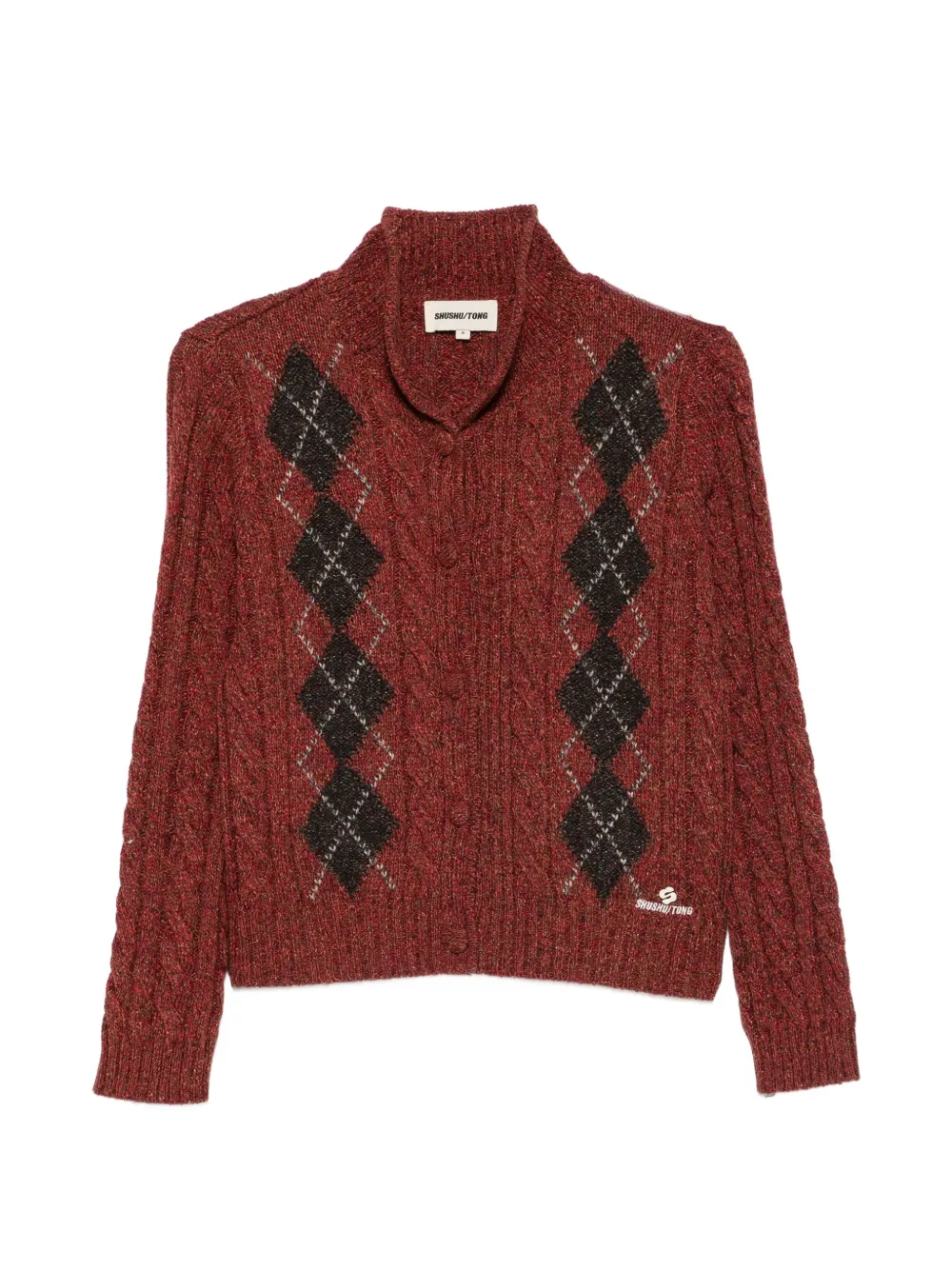 SHUSHU/TONG argyle cable-knit sweater - Rot
