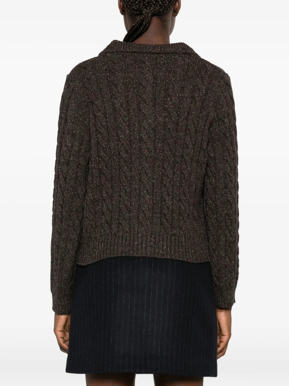 SHUSHU TONG argyle-pattern cable-knit cardigan Bruin