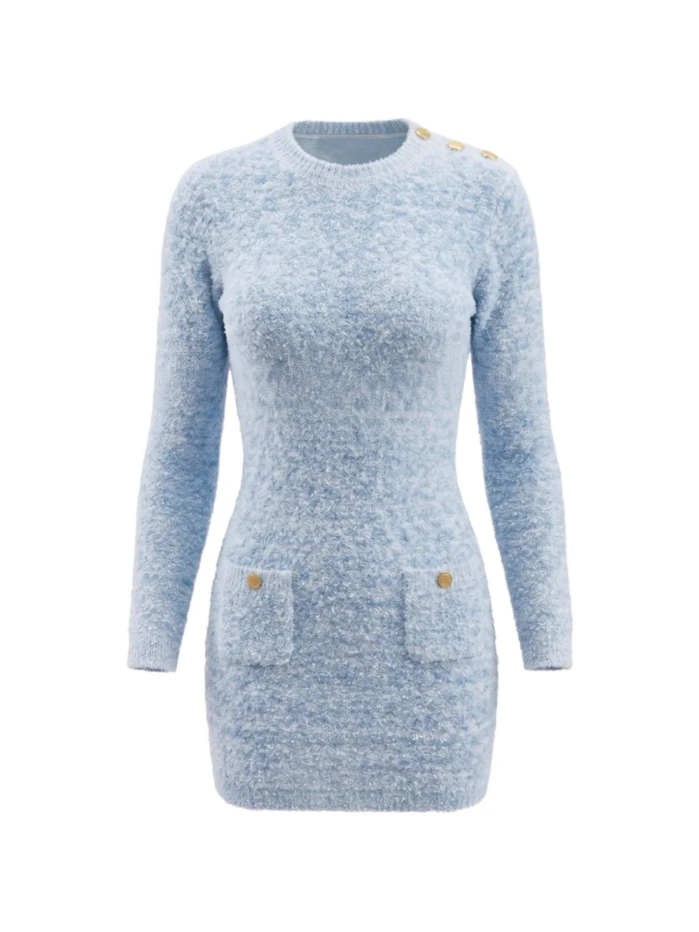 Elisabetta Franchi Kids Jurk met lange mouwen en knoop-detail Blauw