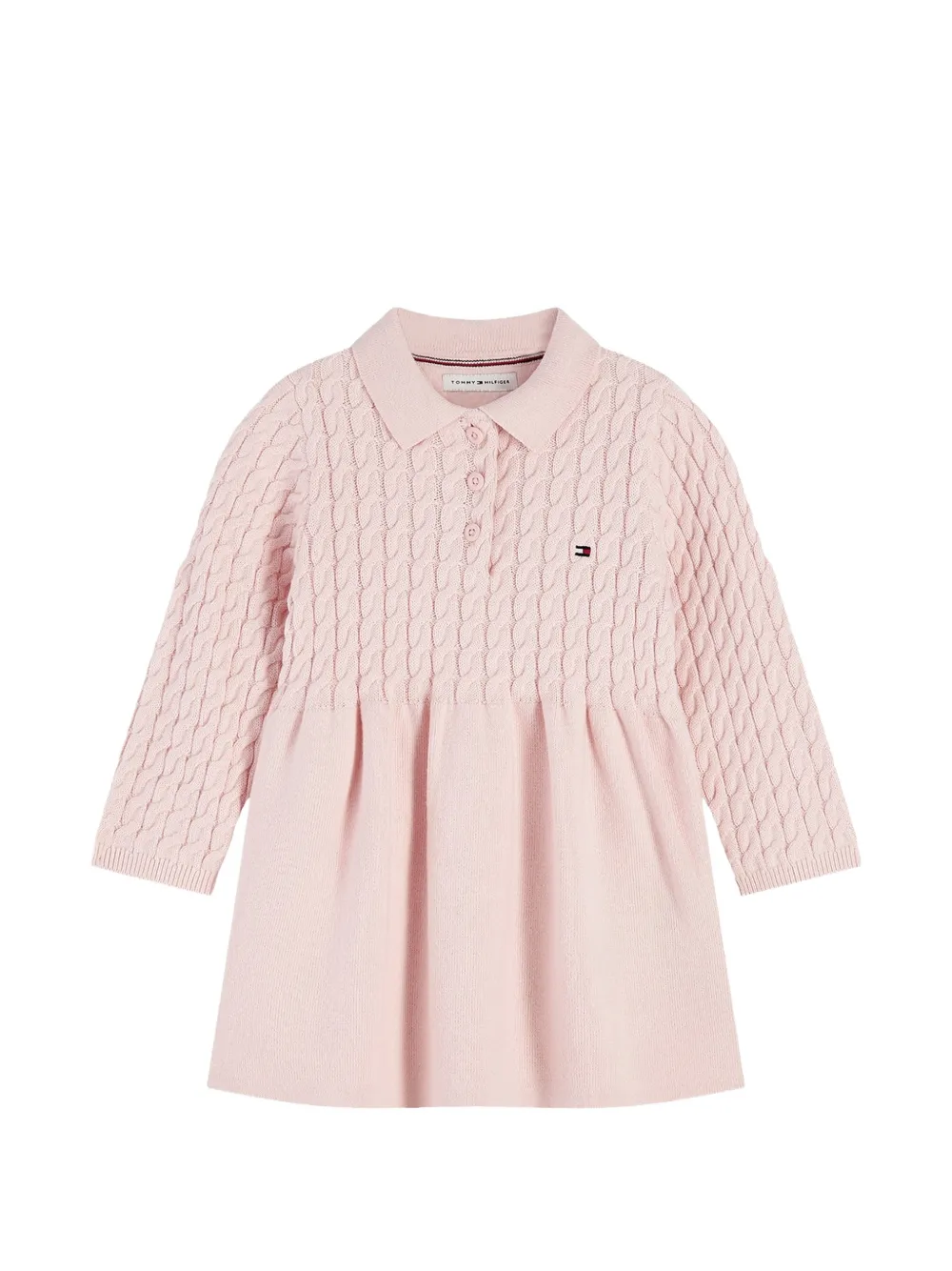Tommy Hilfiger Junior cable-knit polo-collar dress Roze