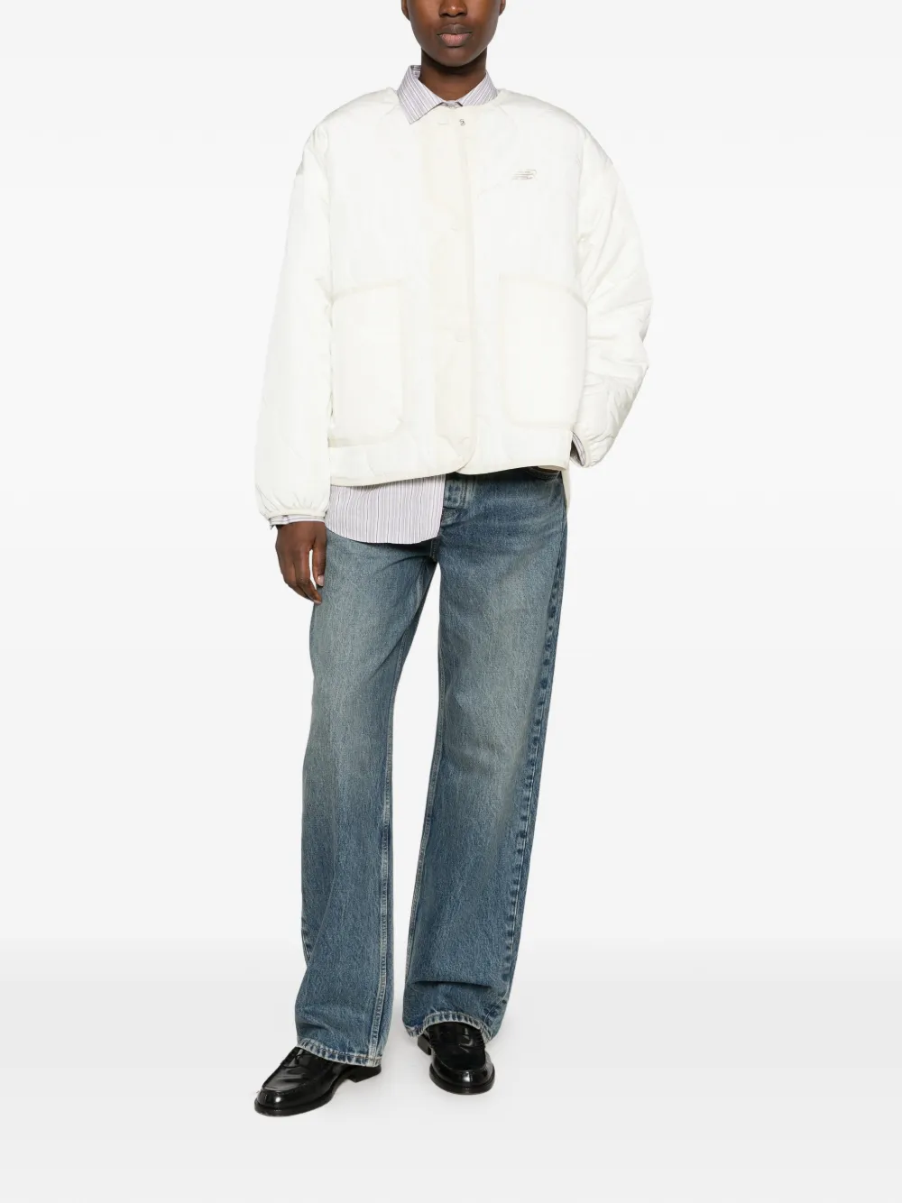 New Balance quilted logo-embroidered jacket Wit