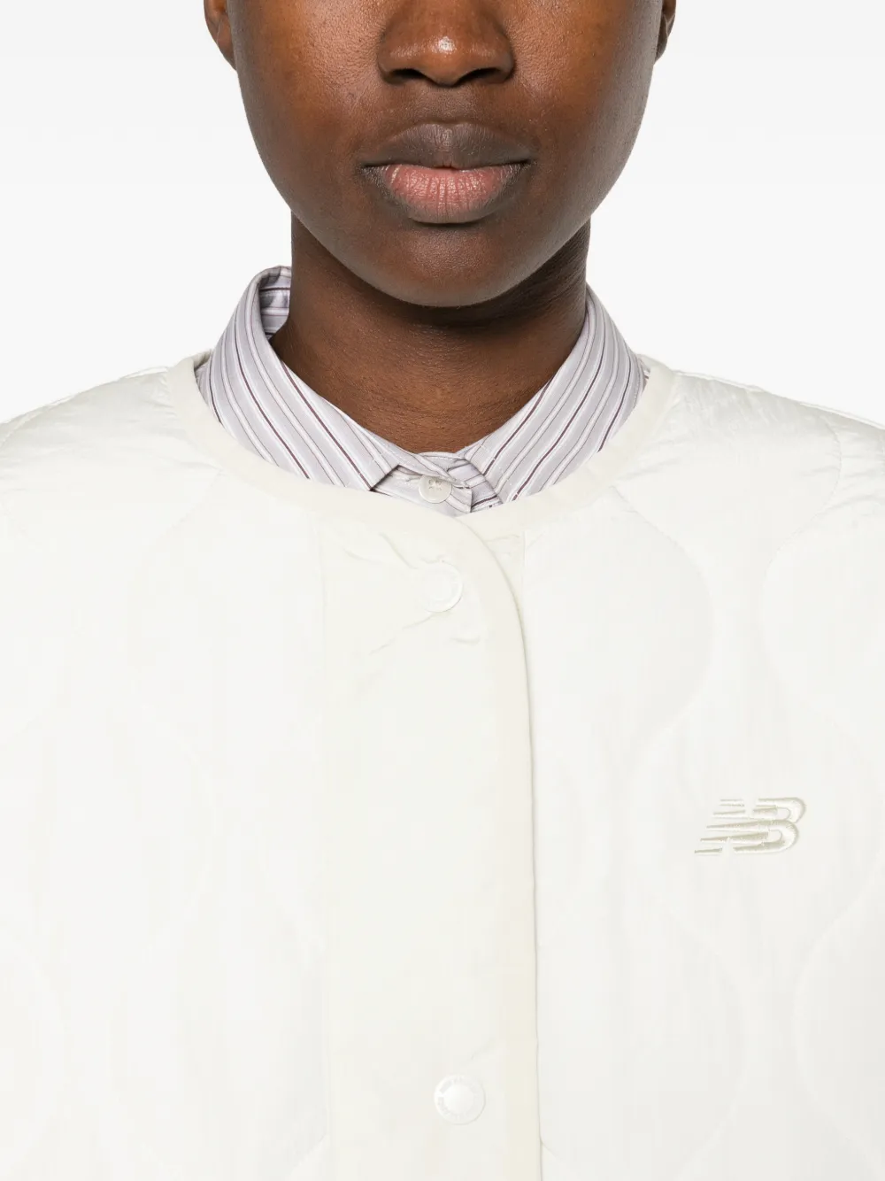 New Balance quilted logo-embroidered jacket Wit
