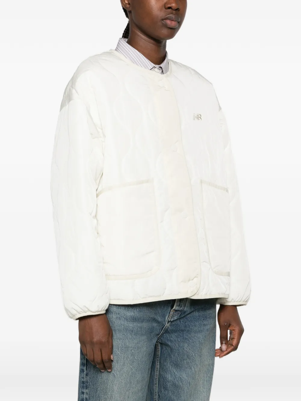 New Balance quilted logo-embroidered jacket Wit