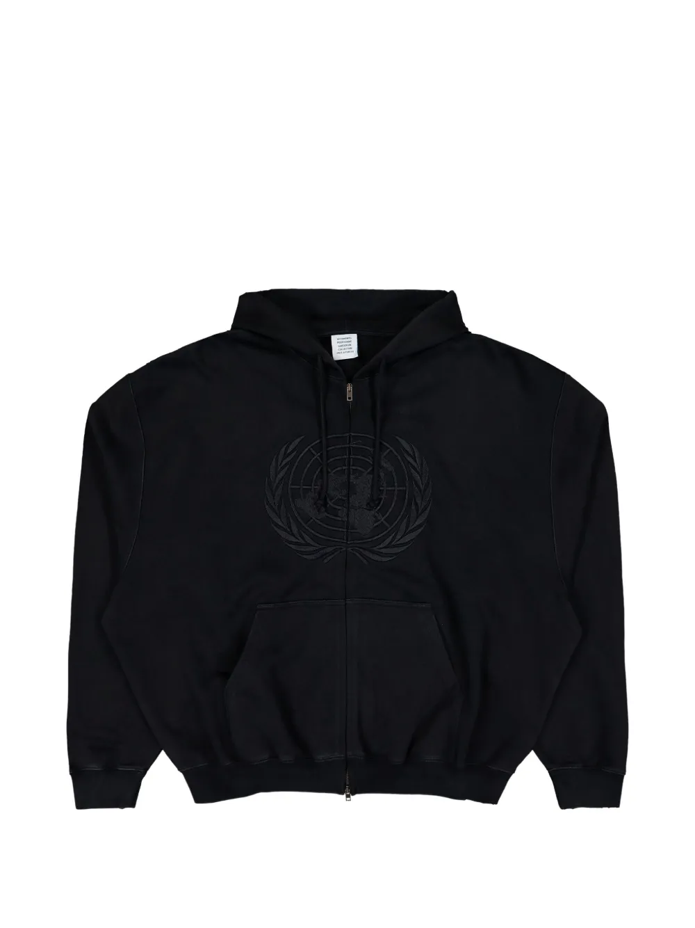 VETEMENTS embroidered zip-up hoodie - Black