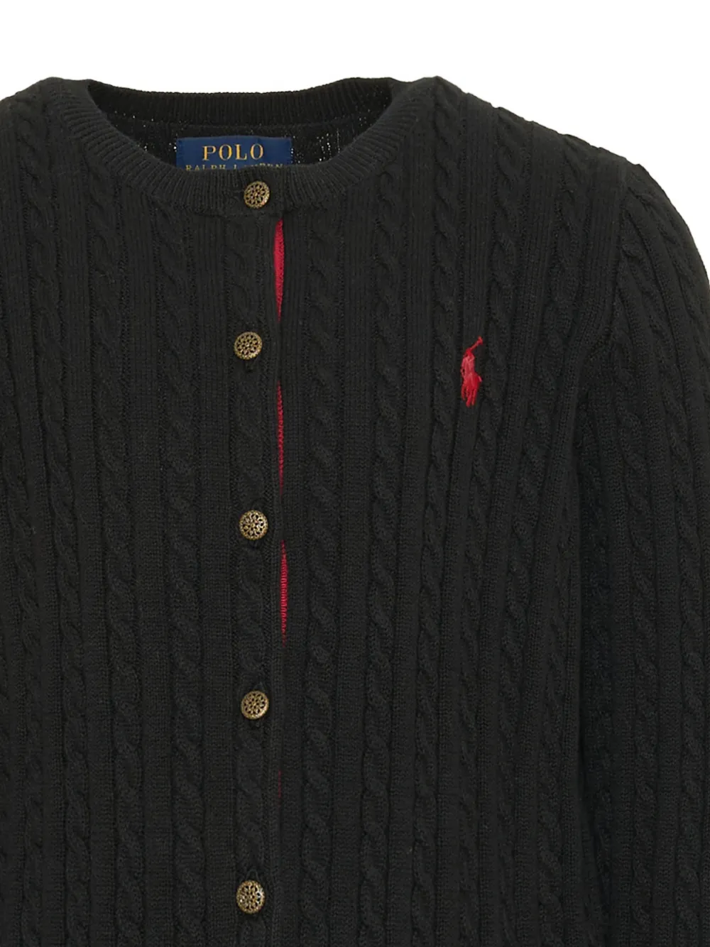 POLO RALPH LAUREN KIDS cable-knit cardigan and skirt set Zwart