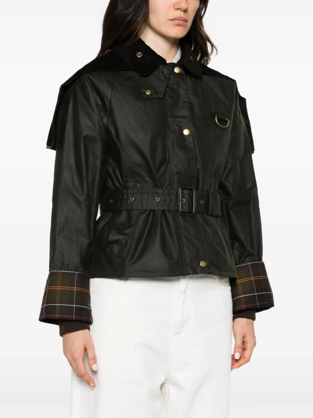 Barbour x WP belted waxed jacket Groen