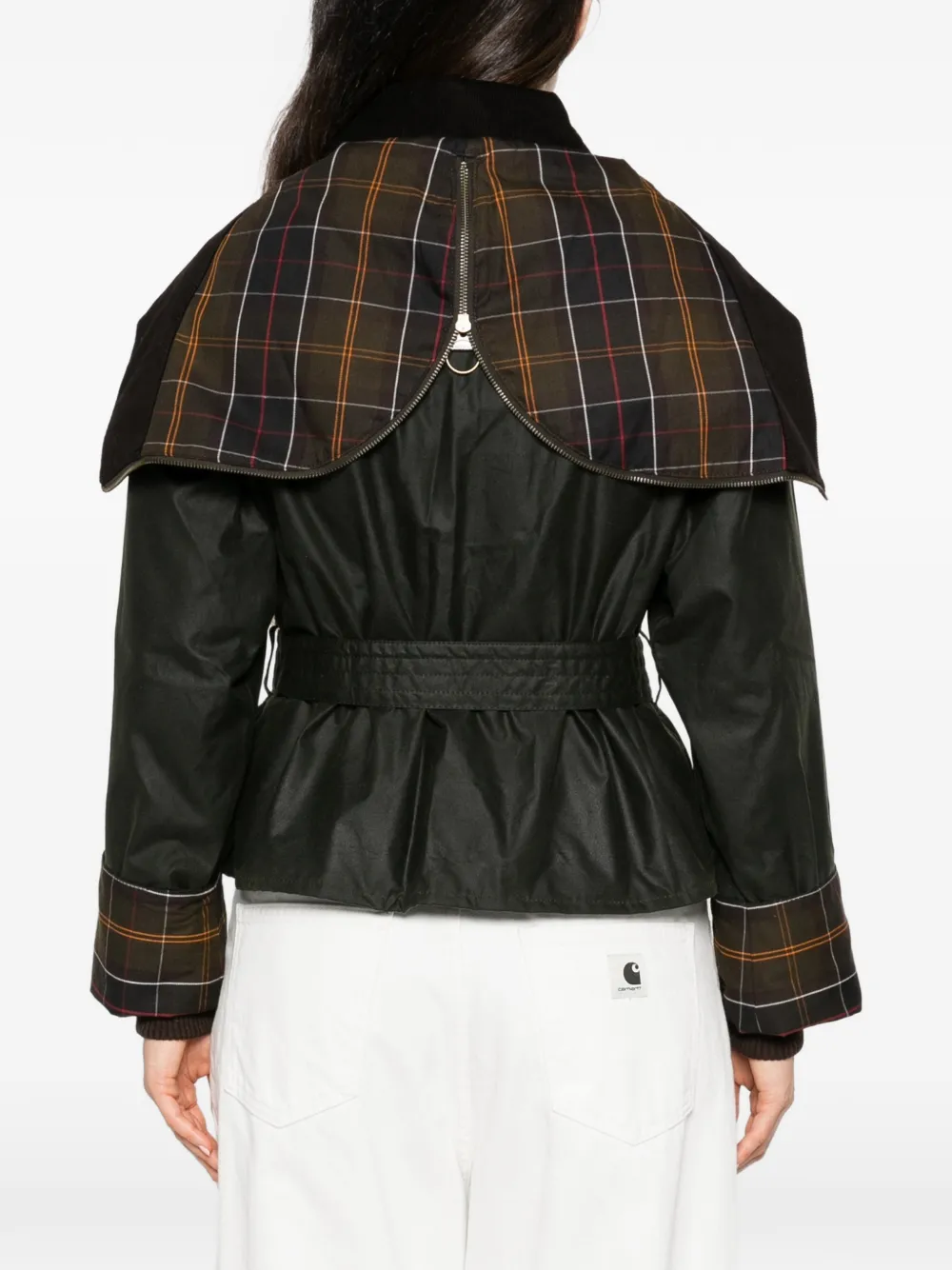 Barbour x WP belted waxed jacket Groen