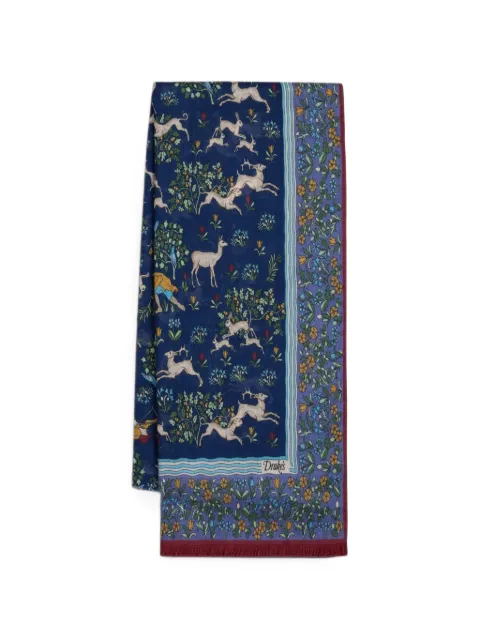 Drake's animal-print wool-silk scarf