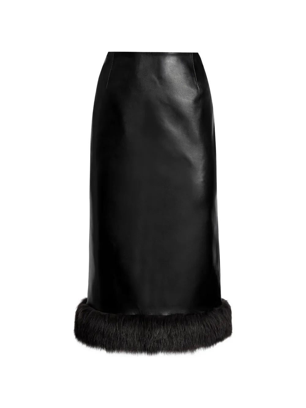 ducie Gonna midi Kim in pelle con bordo in shearling - Nero