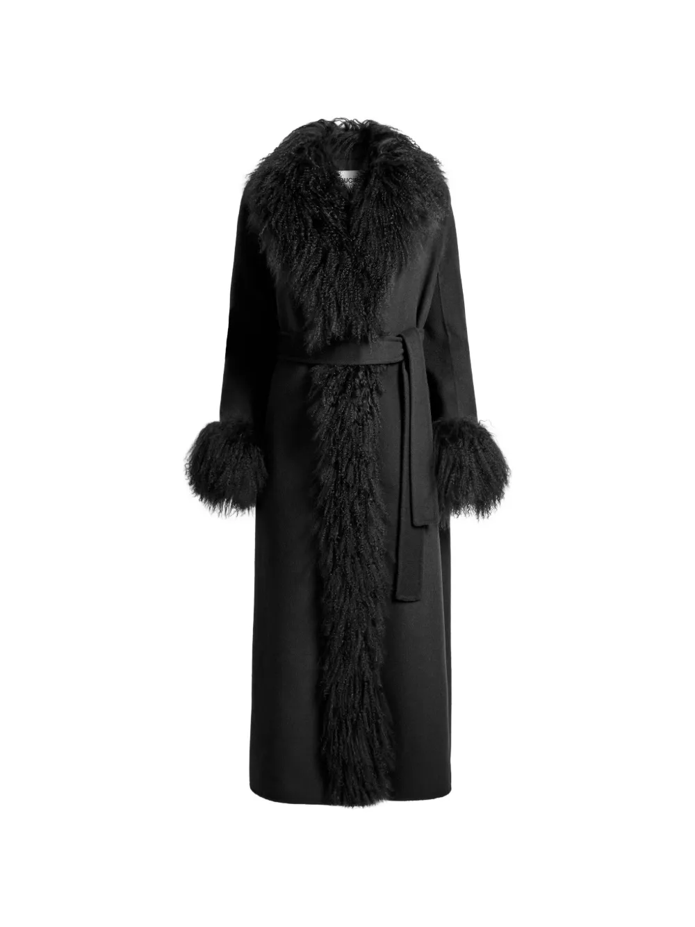 ducie Lola Mantel mit Mongolian-Besatz - Schwarz