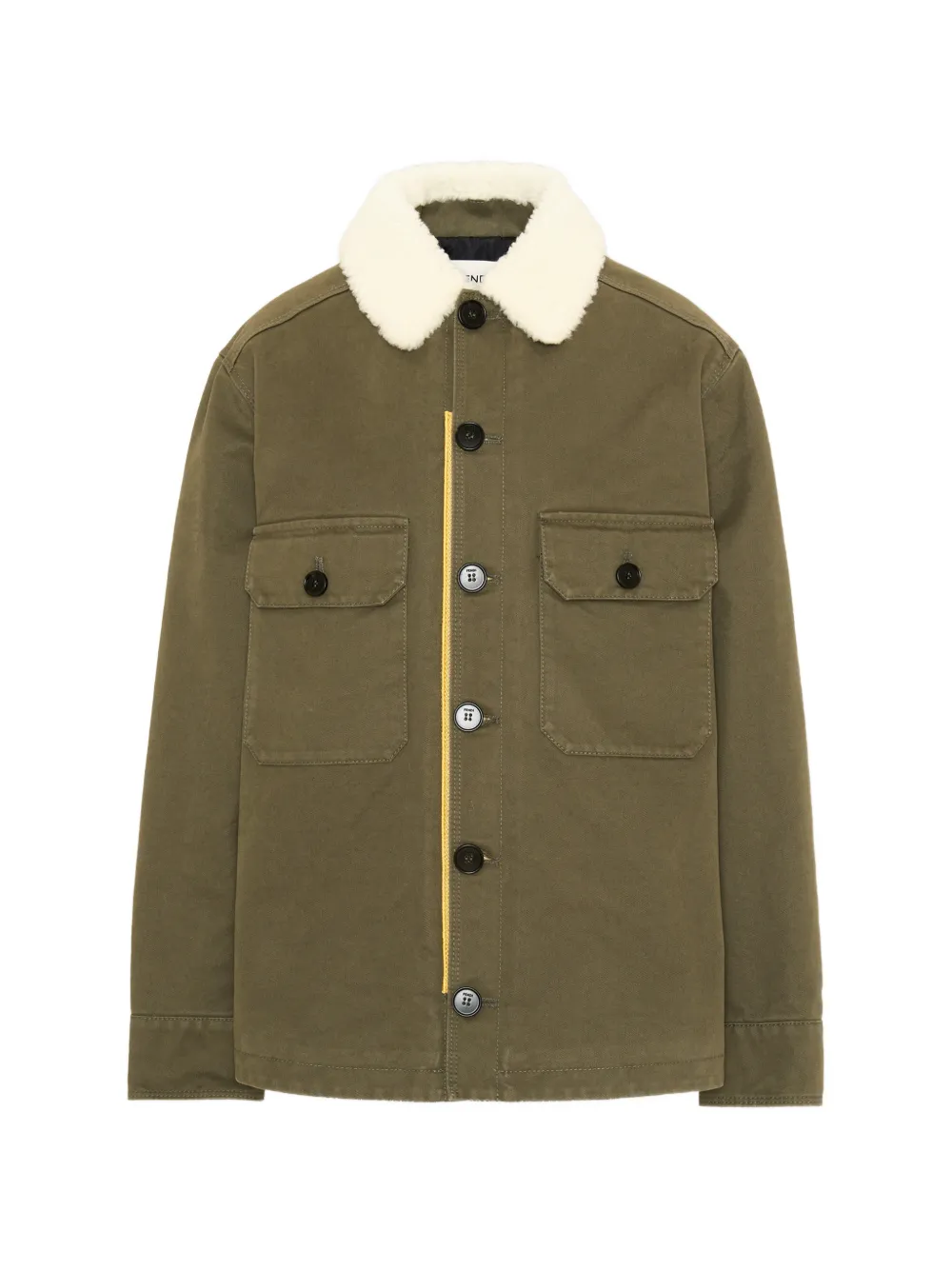 Fendi Kids shearling-collar tiger-print jacket - Verde