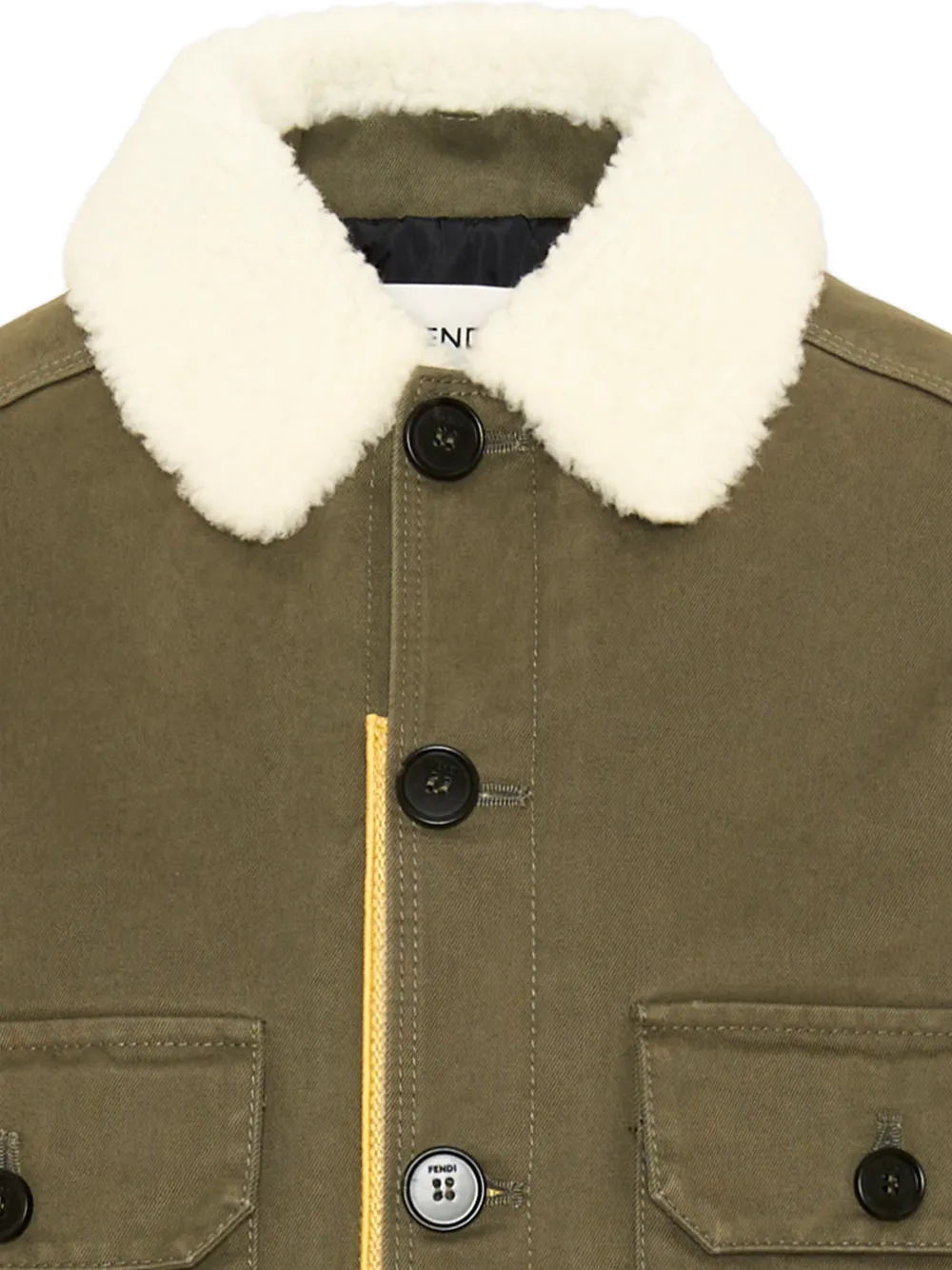 Fendi Kids shearling-collar tiger-print jacket Groen