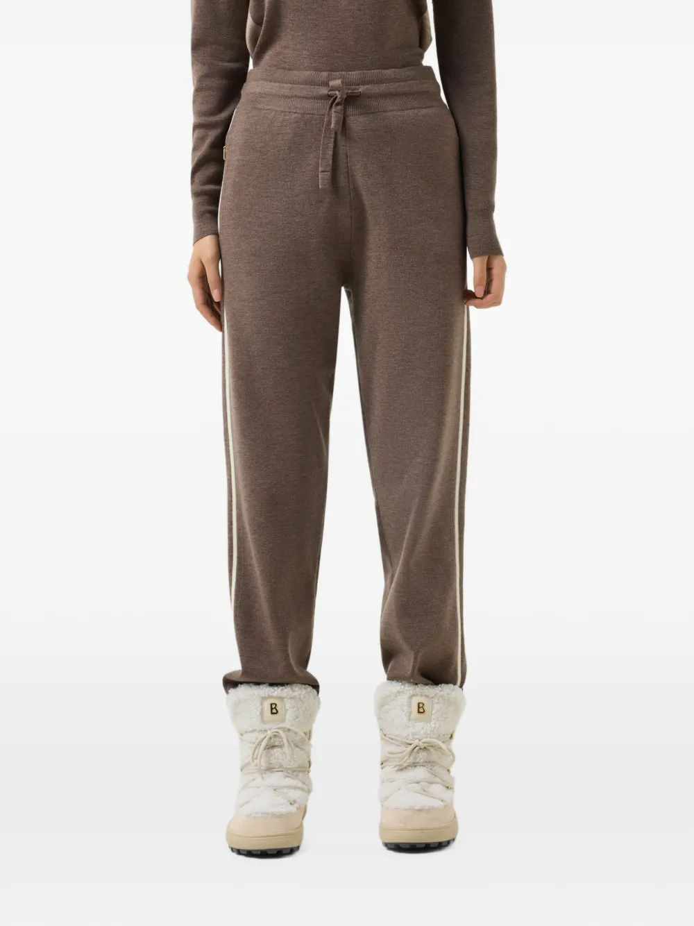 BOGNER Calotta side-stripe knitted trousers Bruin