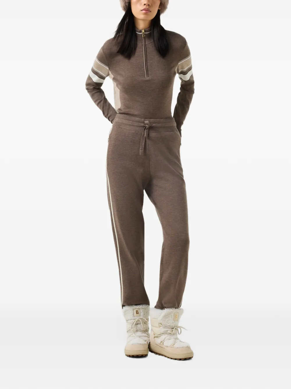 BOGNER Calotta side-stripe knitted trousers Bruin