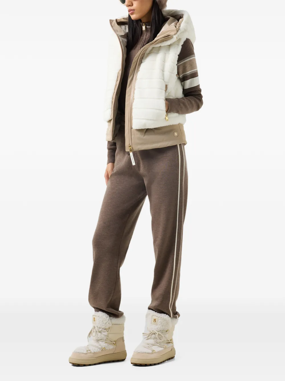 BOGNER Calotta side-stripe knitted trousers Bruin