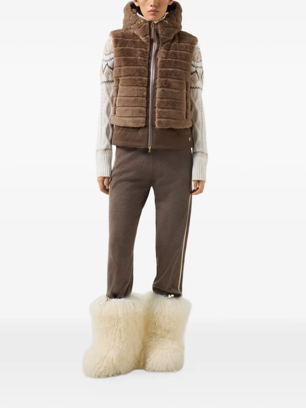 BOGNER Manda faux-fur gilet Bruin