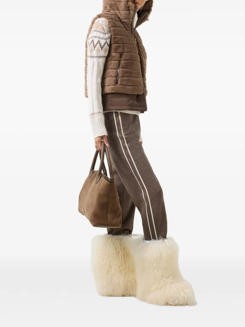 BOGNER Manda faux-fur gilet Bruin