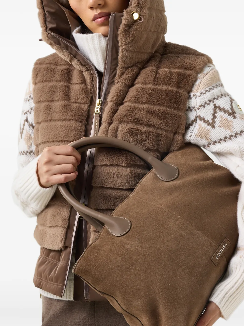 BOGNER Manda faux-fur gilet Bruin
