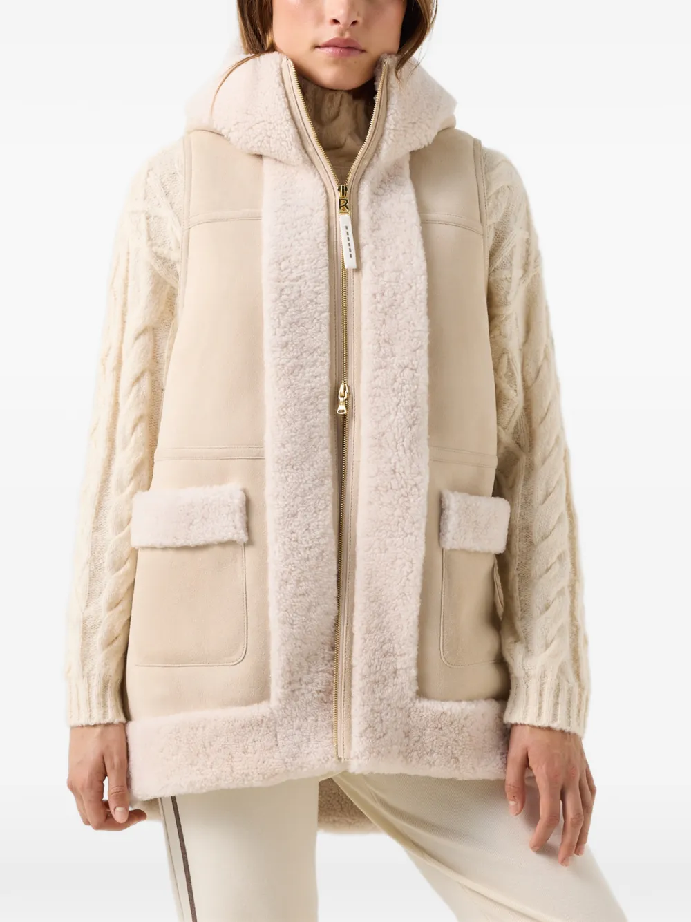 BOGNER Lona shearling-trim gilet - Nude