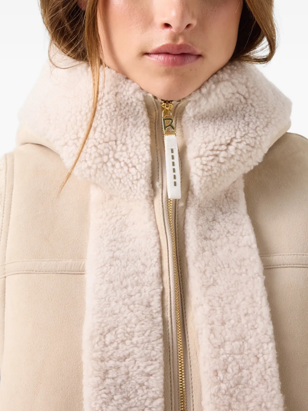 BOGNER Lona shearling-trim gilet Beige